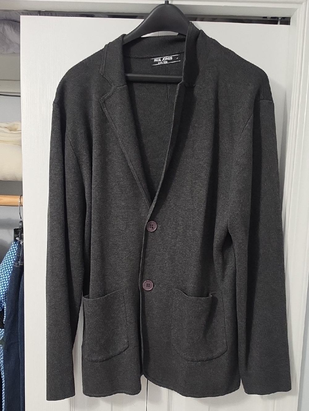 Paul Jones Men's Dark Gray Cardigan Sweater Jacket